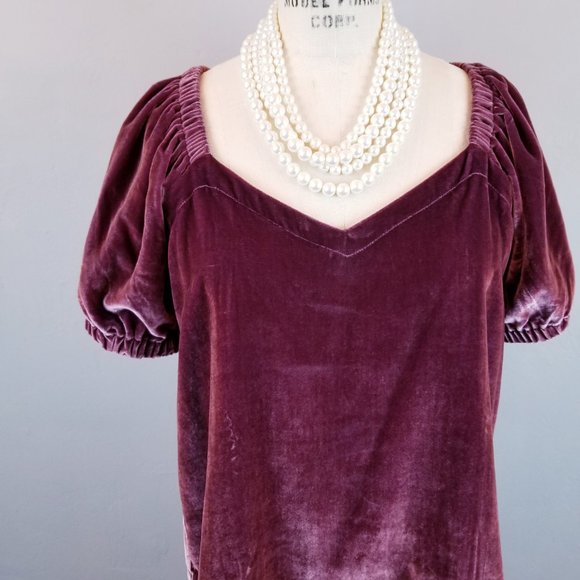 Rich Plum Velvet Blouse with Short Sleeves Women's Size Medium by Loft NEW w/Tag - Picture 6 of 10